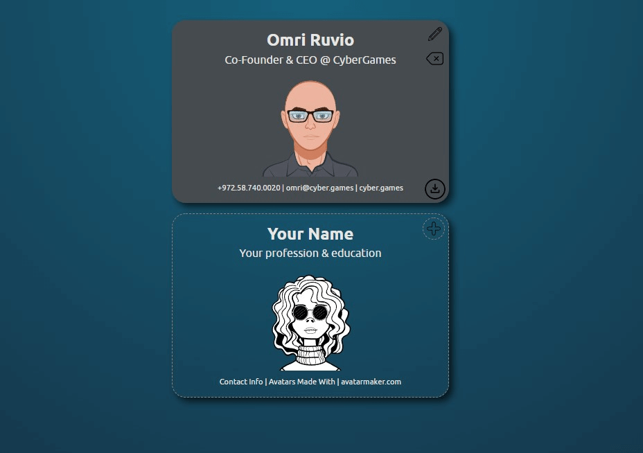 Busines Card Webapp screenshot