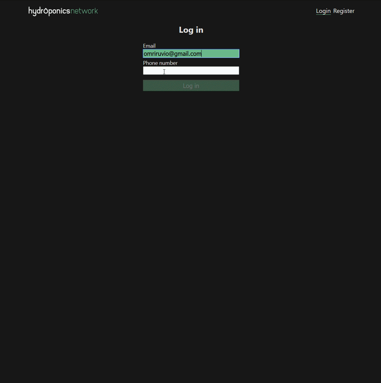 Hydroponics user dashboards