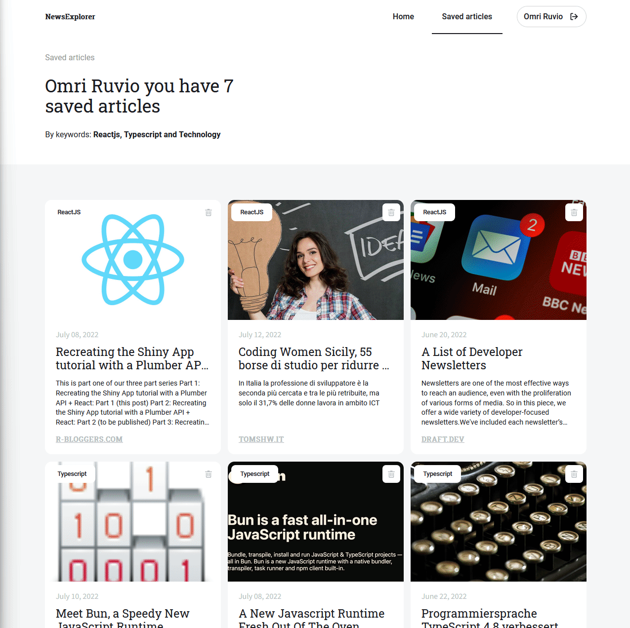 News Explorer website demo